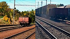 Utr�ený vagón narazil do stojícího vlaku