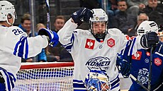 Michal Hartl z Komety Brno slaví premiérový gól v A mustvu v zápase Ligy...