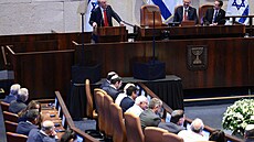 Americký prezident Donald Trump pi projevu v izraelském Knesetu (13. íjna...