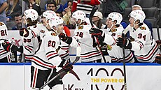 Ryan Greene se raduje s paráky ze stídaky z gólu proti St. Louis.