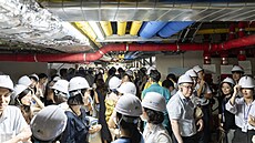 Cvi�ení ob�anské obrany v protileteckém krytu v Soulu (20. srpna 2025)