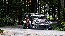 Sébastien Ogier bhem druhého závodního dne Stedoevropské rallye.