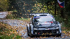 Kalle Rovanperä b�hem úseku St�edoevropské rallye v Klatovech.