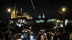 Na Praském hrad se rozsvítil zelený nápis u píleitosti Svtového dne...