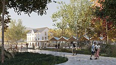 Vizualizace nového autobusového nádra�í ve Dvo�e Králové.