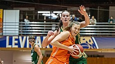 Kateina Rokoová z Chomutova útoí v zápase s Kelternem.