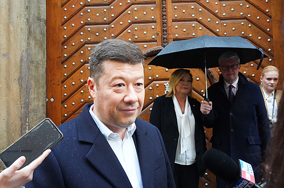 Tomio Okamura (SPD) po jednom z jednání o programu vznikající vlády ANO, SPD a...