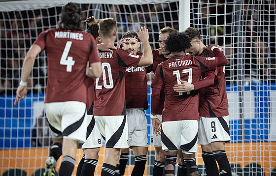 Spar�anská radost v zápase proti Bohemians.