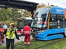 Nehoda autobusu a tramvaje na Vinohradsk ulici (21. jna 2025)