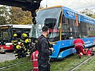Nehoda autobusu a tramvaje na Vinohradsk ulici (21. jna 2025)