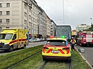 Nehoda autobusu a tramvaje na Vinohradsk ulici (21. jna 2025)