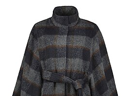 Kabátek �ir�ího st�ihu s efektní váza�kou a stojá�kem v uhlazeném britském...