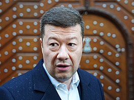 Tomio Okamura (SPD) po jednom z jednání o programu vznikající vlády ANO, SPD a...