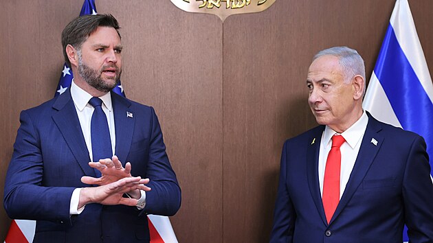 Americk� viceprezident J. D. Vance a izraelsk� premi�r Benjamin Netanjahu v Jeruzal�m� (22. ��jna 2025)