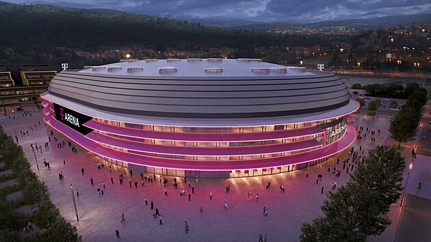 Vizualizace multifunk�n� haly v Brn�, chystan� k otev�en� v roce 2026. Ponese n�zev T-Mobile arena. (2025)