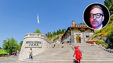 Vstup do jeskyn Postojna ve Slovinsku. Jeskyn je obvykle povaována za...