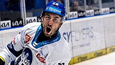 Daniel Audette slaví gól Kladna v zápase s Olomoucí.