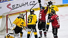 Spar�anský Horák se raduje ze vst�elené branky.