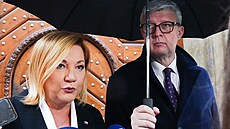 První místop�edseda ANO Karel Havlí�ek a místop�edsedkyn� Alena Schillerová po...