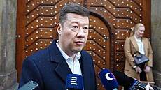 Tomio Okamura (SPD) po jednom z jednání o programu vznikající vlády ANO, SPD a...