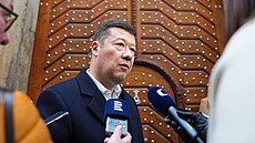Tomio Okamura (SPD) po jednom z jednání o programu vznikající vlády ANO, SPD a...