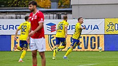 Hrá� Zlína Mat�j Koubek se raduje po gólu na 1:0 v 54. minut� proti Pardubicím.