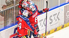 Tomá Rolinek mladí a Oleksij Jevtchov (zády k mantinelu) posbírali své první...