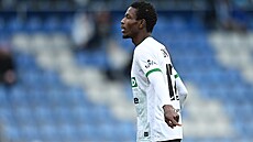 Abdallah Gning z Karviné po vst�elení gólu do sít� Mladé Boleslavi.