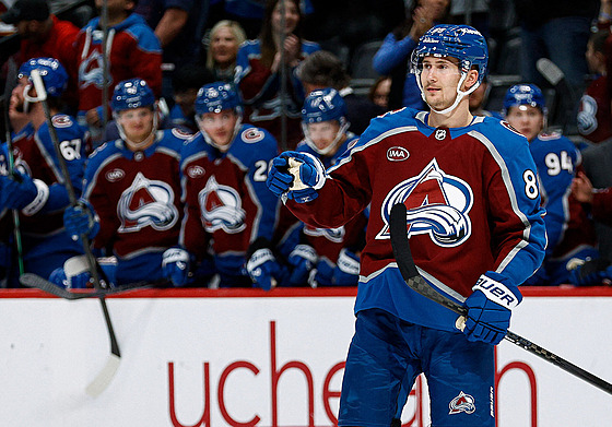 Martin Ne�as z Colorado Avalanche práv� vst�elil gól.