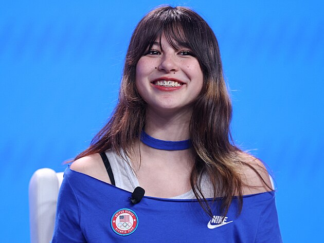 Alysa Liuov na medilnm setkn americkch olympionik v New Yorku.