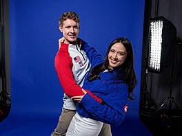 Madison Chocková a Evan Bates na mediálním setkání amerických olympionik� v New...