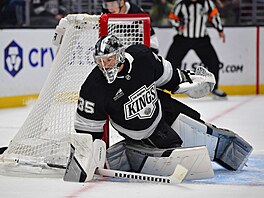 Losangeleský gólman Darcy Kuemper b�hem duelu s Detroit Red Wings.