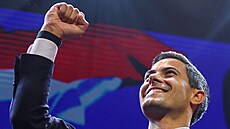 Pedseda strany Demokraté 66 (D66) Rob Jetten pi svém projevu po zveejnní...