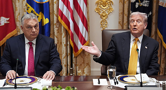 Prezident Spojených stát� Donald Trump p�ivítal ma�arského premiéra Viktora...