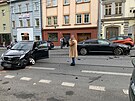 Ve Francouzsk ulici v Praze se stetla dv osobn auta (4. listopadu 2025)