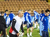 Trenér Sigmy Tomá Janotka na pedzápasovém tréninku ped utkání Konferenní...