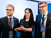 Nový pedseda TOP 09 Matj Ondej Havel s pedchdkyní Markétou Pekarovou...