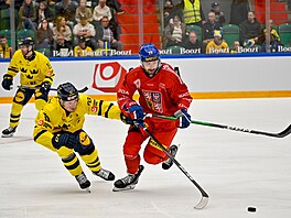 Jesper Frödén a Filip Pyrochta v souboji o puk.