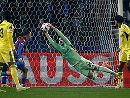 Ederson brání sí Fenerbahce ped plzeskou stelou.