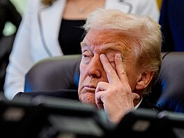 Americký prezident Donald Trump elí podezením, e usnul v Oválné pracovn,...