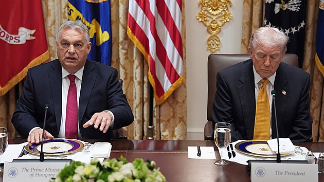 Prezident Spojen�ch st�t� Donald Trump p�iv�tal ma�arsk�ho premi�ra Viktora Orb�na v B�l�m dom�. (7. listopadu 2025)