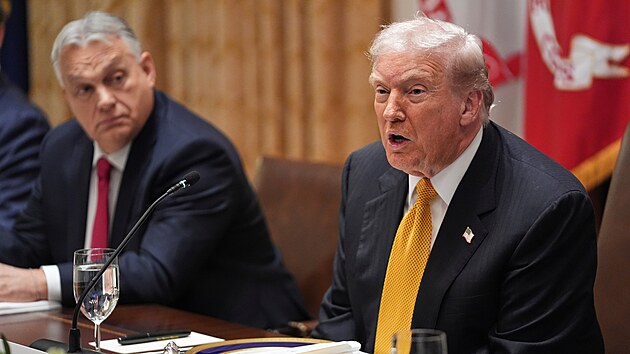 Prezident Spojen�ch st�t� Donald Trump p�iv�tal ma�arsk�ho premi�ra Viktora Orb�na v B�l�m dom�. (7. listopadu 2025)