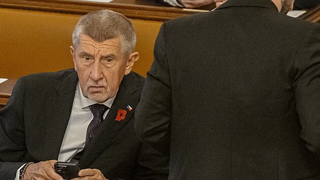 Volbou nov�ho p�edsedy Sn�movny pokra�uje ustavuj�c� sch�ze doln� komory parlamentu. Na sn�mku Andrej Babi� (ANO). (5. listopadu 2025)