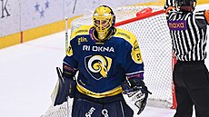 Zlínský branká� Daniel Huf b�hem utkání se Vsetínem.