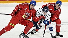 Finský útoník Patrik Puistola se snaí prosadit mezi echy Liborem Hájkem a...