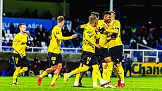 Stoper Zbrojovky Brno Brazilec Kaká slaví branku proti Vlaimi.