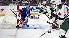 Brána Davida Ritticha v obleení hrá Minnesoty.