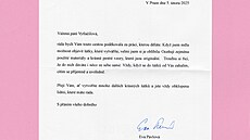 D�kovný dopis od první dámy Evy Pavlové