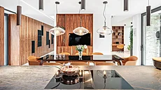 Varná deska v ostrvku má integrovanou digesto Bora.