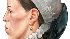 Antropolo�ka Eva Vaní�ková z Moravského zemského muzea ukazuje portrét Lukrécie...